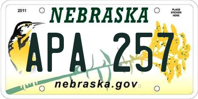 NE license plate APA257