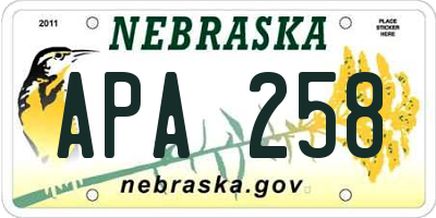 NE license plate APA258