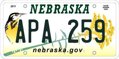 NE license plate APA259