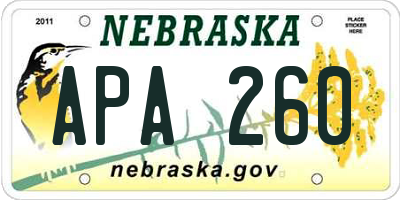 NE license plate APA260