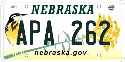 NE license plate APA262