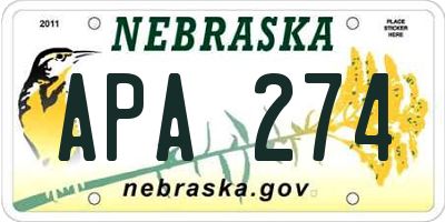 NE license plate APA274
