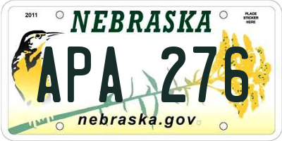 NE license plate APA276