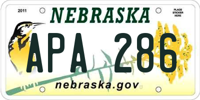NE license plate APA286