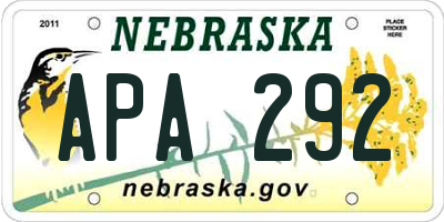 NE license plate APA292