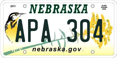 NE license plate APA304