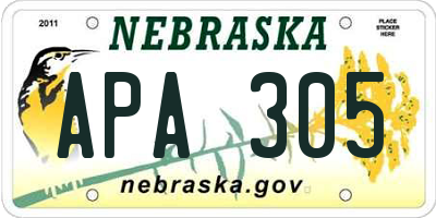 NE license plate APA305