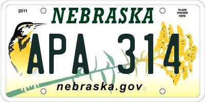 NE license plate APA314