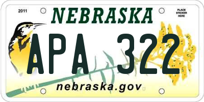 NE license plate APA322