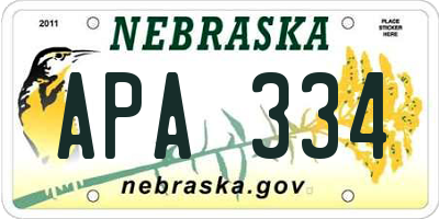 NE license plate APA334