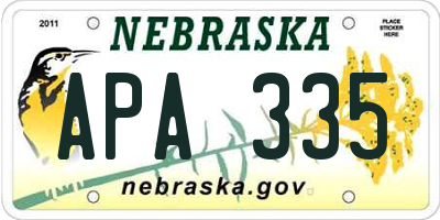 NE license plate APA335