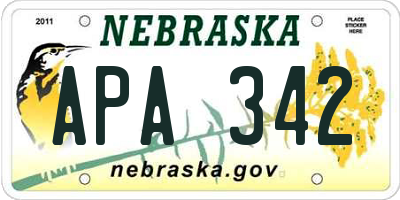 NE license plate APA342