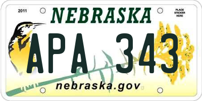 NE license plate APA343