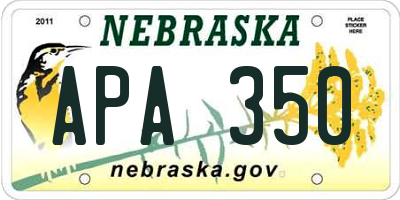 NE license plate APA350