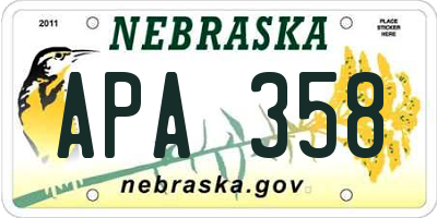 NE license plate APA358