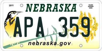 NE license plate APA359