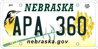 NE license plate APA360