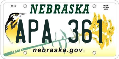 NE license plate APA361