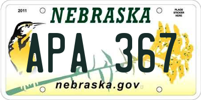 NE license plate APA367