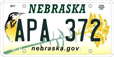 NE license plate APA372