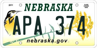 NE license plate APA374