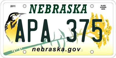 NE license plate APA375