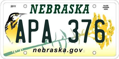 NE license plate APA376
