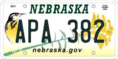 NE license plate APA382