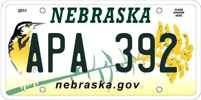 NE license plate APA392