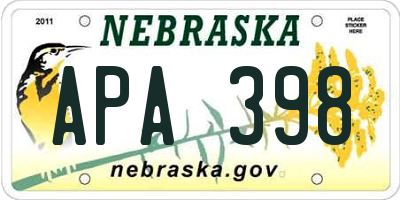 NE license plate APA398