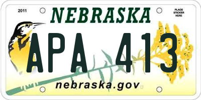 NE license plate APA413