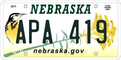 NE license plate APA419