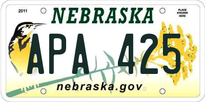 NE license plate APA425