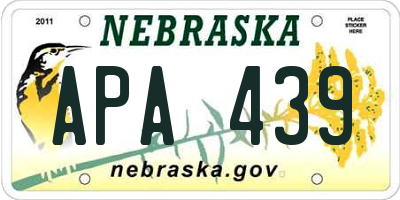 NE license plate APA439