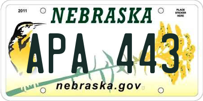 NE license plate APA443