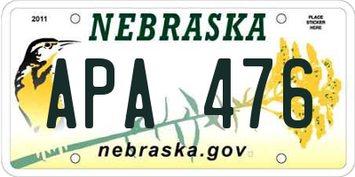 NE license plate APA476