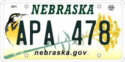 NE license plate APA478