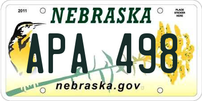 NE license plate APA498