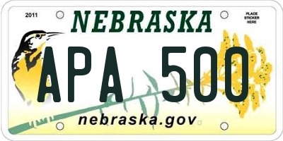 NE license plate APA500