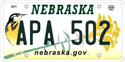 NE license plate APA502