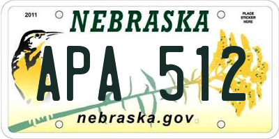 NE license plate APA512