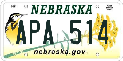NE license plate APA514