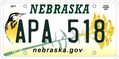 NE license plate APA518