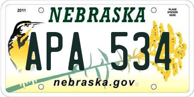 NE license plate APA534