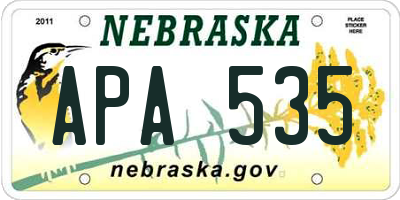NE license plate APA535