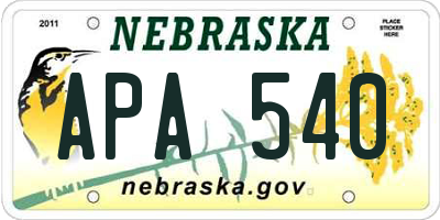 NE license plate APA540