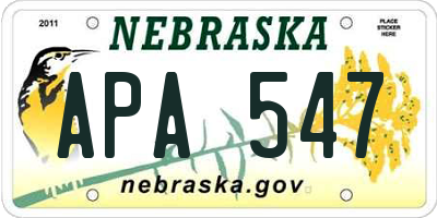 NE license plate APA547