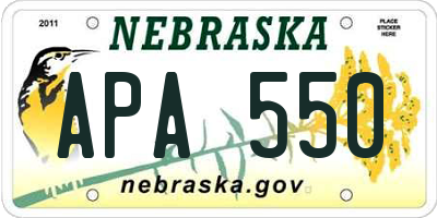 NE license plate APA550