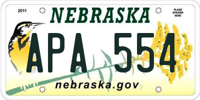 NE license plate APA554