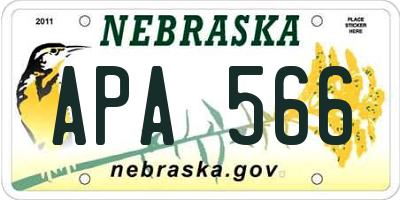 NE license plate APA566